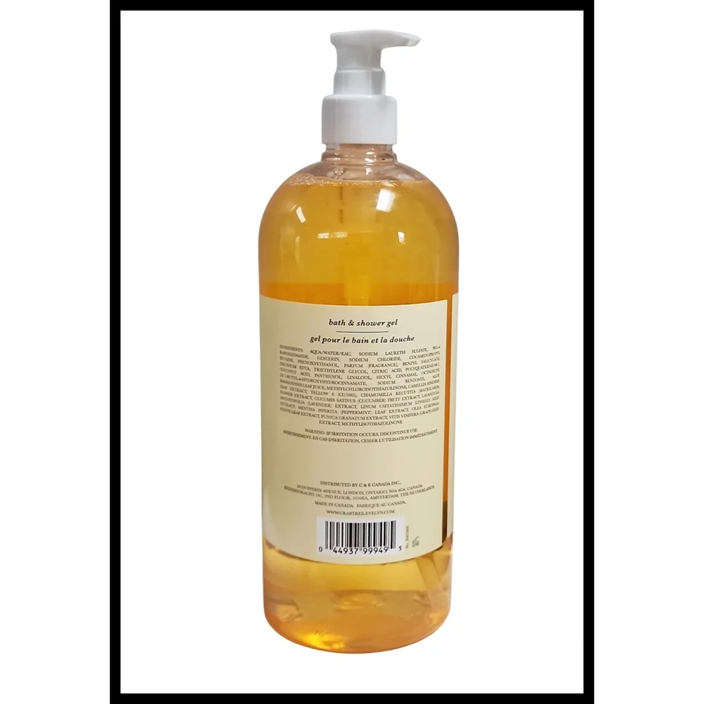 NEW Crabtree & Evelyn Summer Hill Bath & Shower Gel Large 33.8oz Pump Top NEW